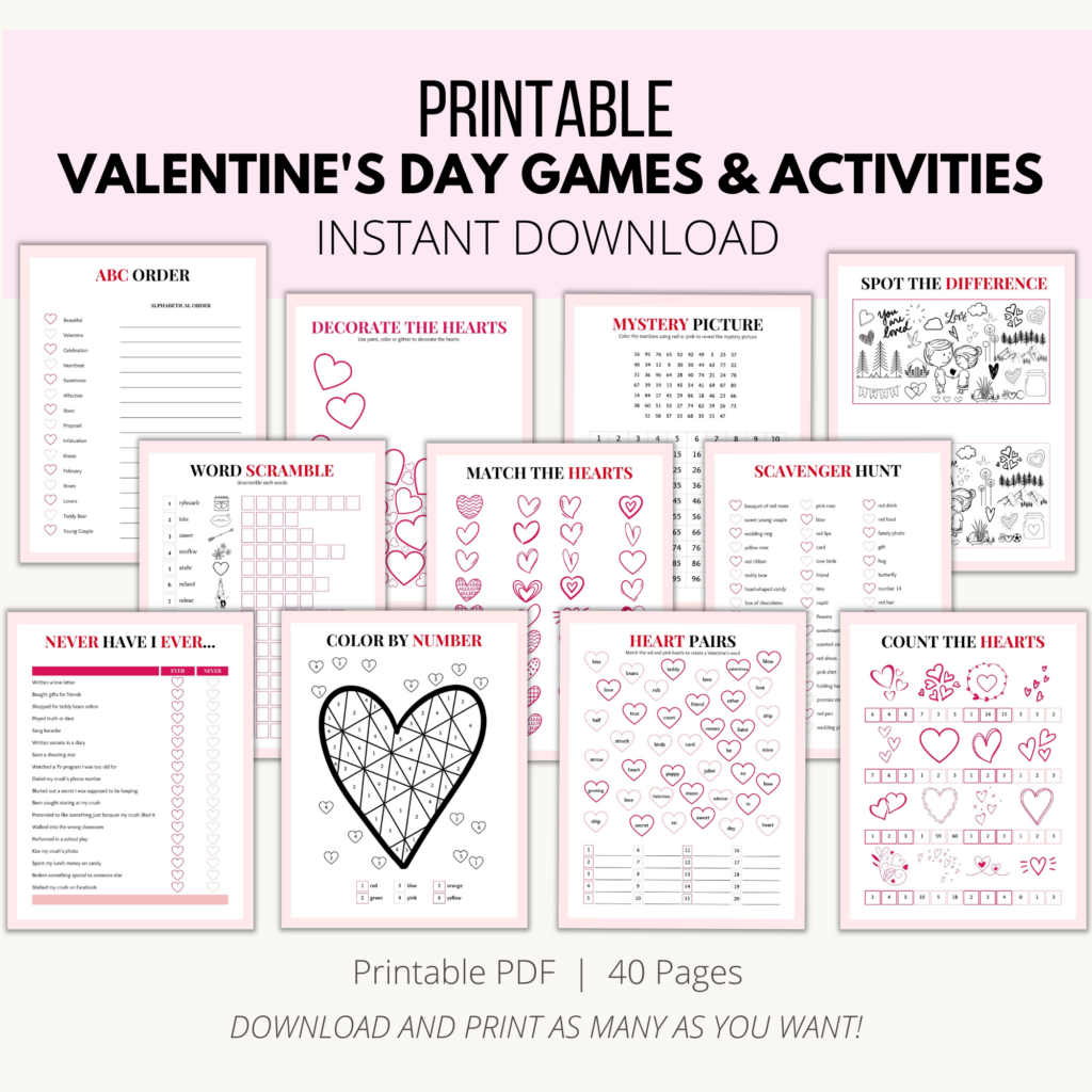 valentine's day activities printable - add a little adventure